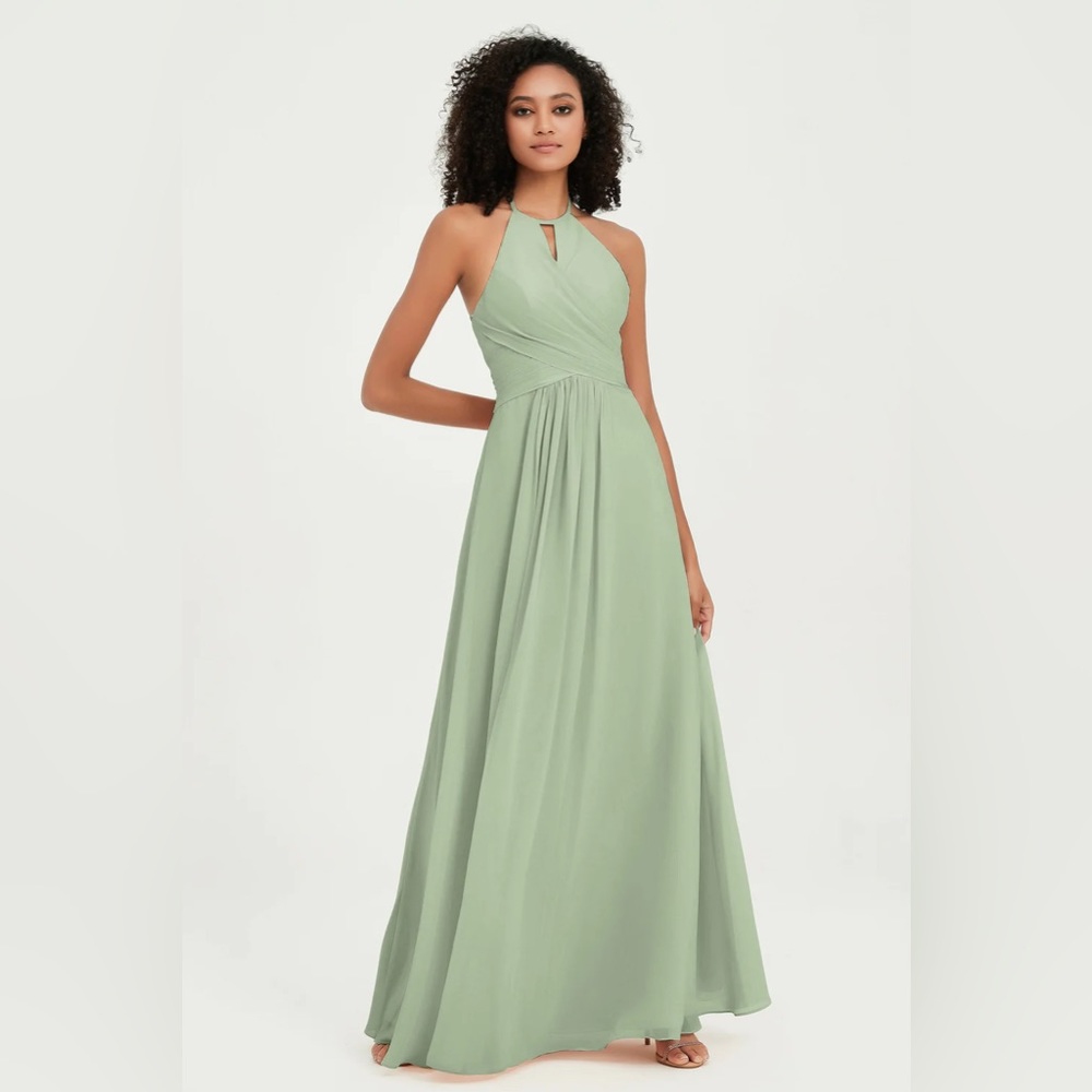 Halter Long Bridesmaid Dress Open Back